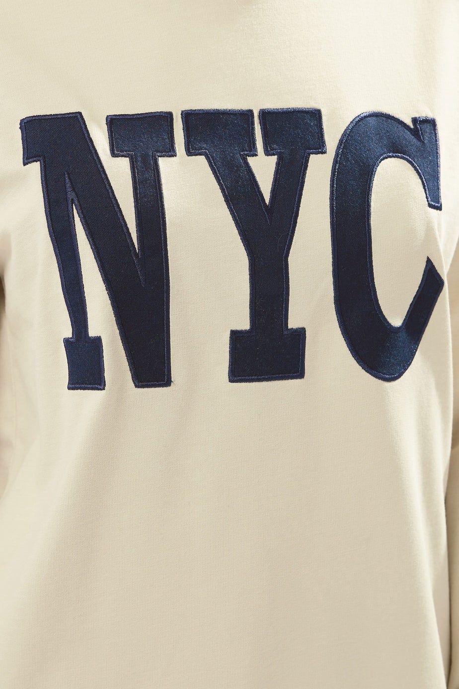 Long Tall Sally Beige Brown 'NYC' Applique Slogan Sweatshirt