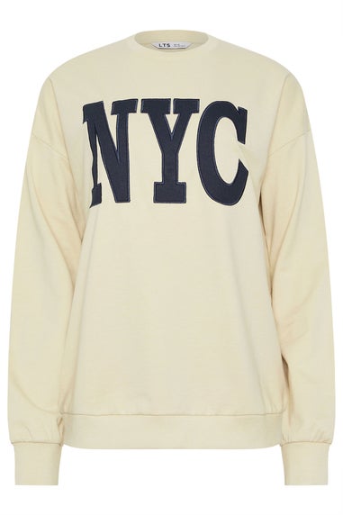 Long Tall Sally Beige Brown 'NYC' Applique Slogan Sweatshirt