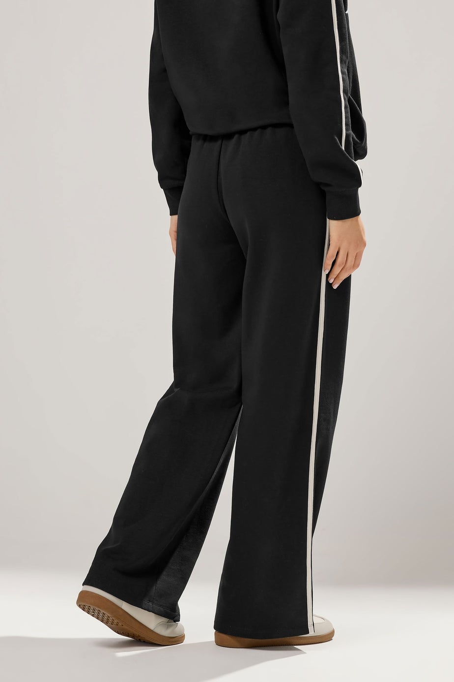 Long Tall Sally Black Pipe Detail Wide Leg Joggers