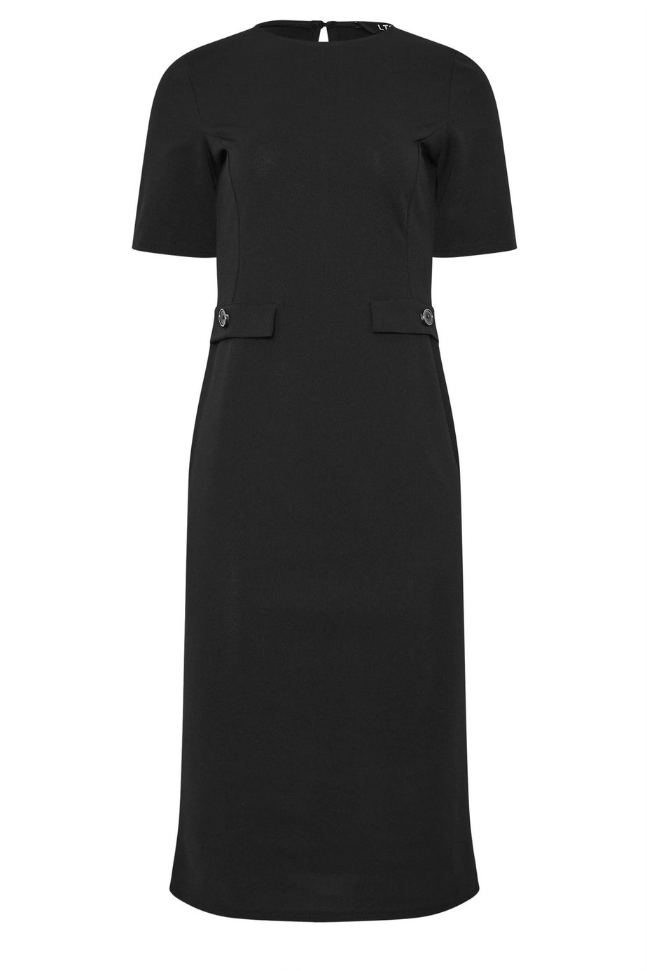 Long Tall Sally Black Scuba Button Formal Midi Dress