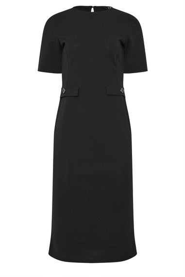 Long Tall Sally Black Scuba Button Formal Midi Dress