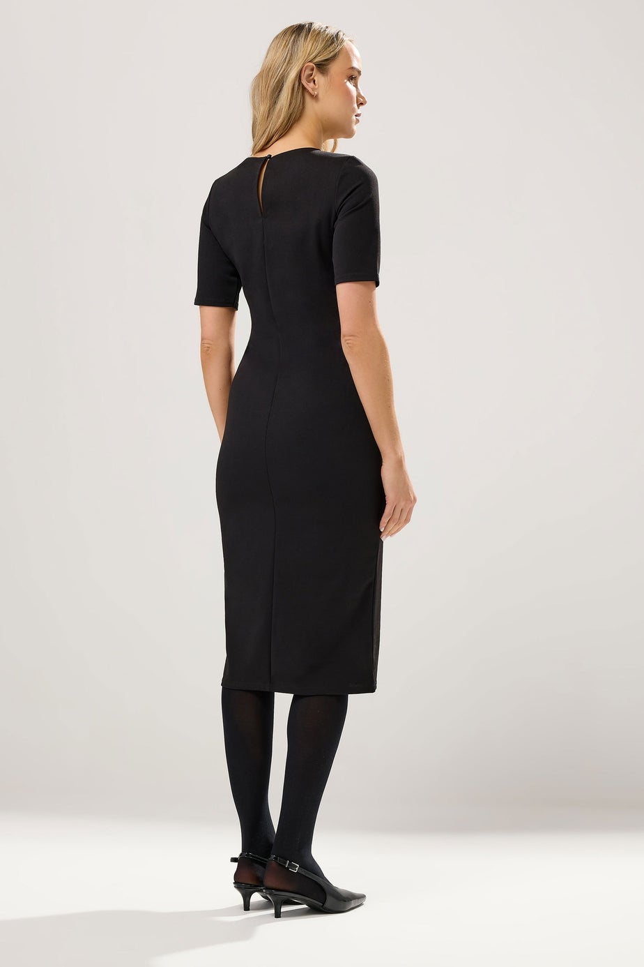 Long Tall Sally Black Scuba Button Formal Midi Dress