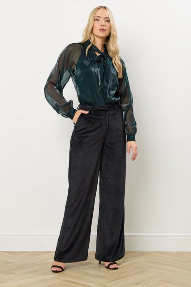Long Tall Sally Black Velvet Palazzo Trousers