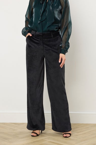 Long Tall Sally Black Velvet Palazzo Trousers