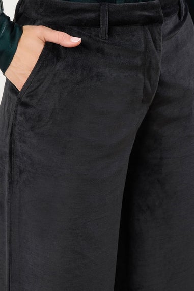 Long Tall Sally Black Velvet Palazzo Trousers