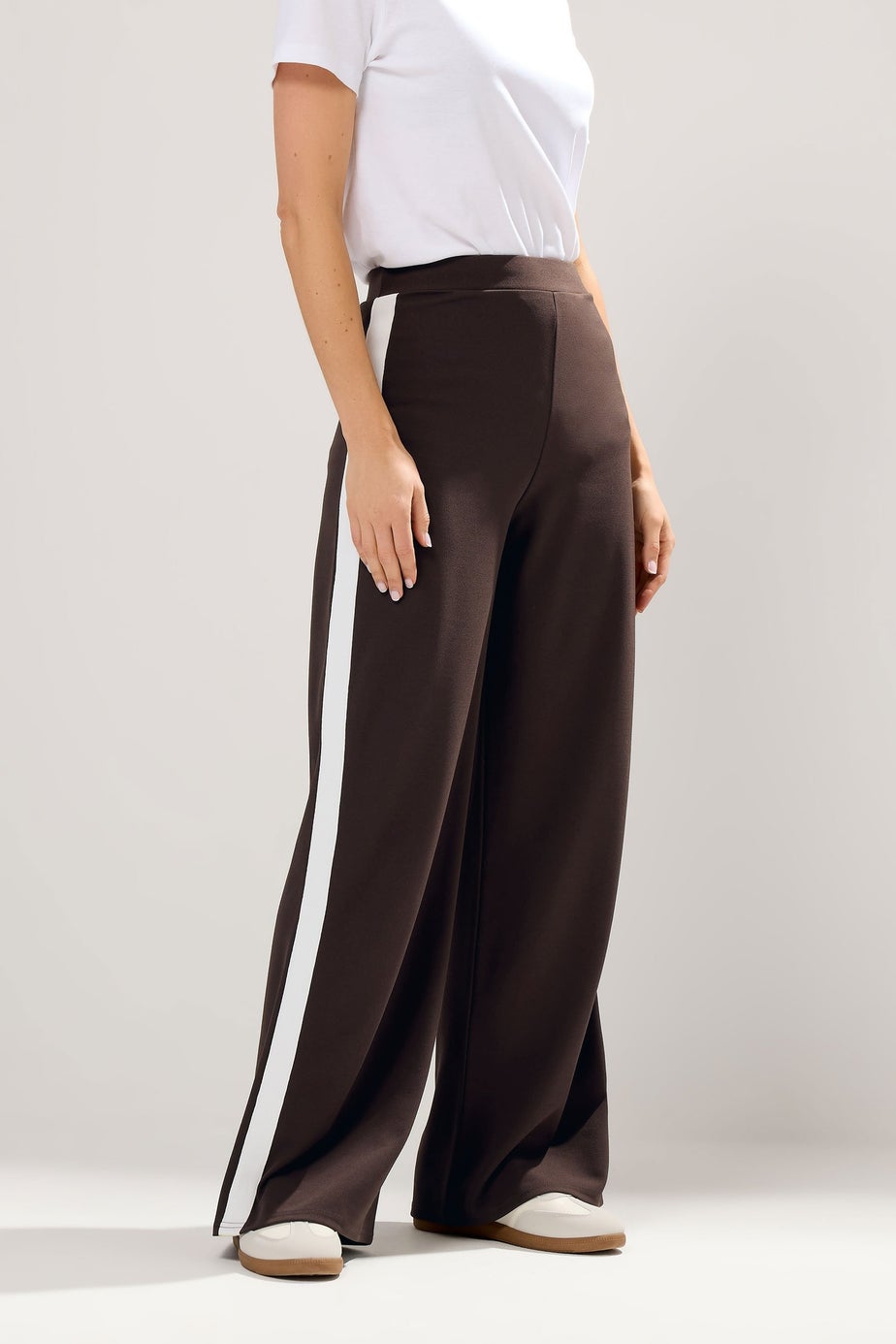 Long Tall Sally Brown Stripe Wide Leg Trousers