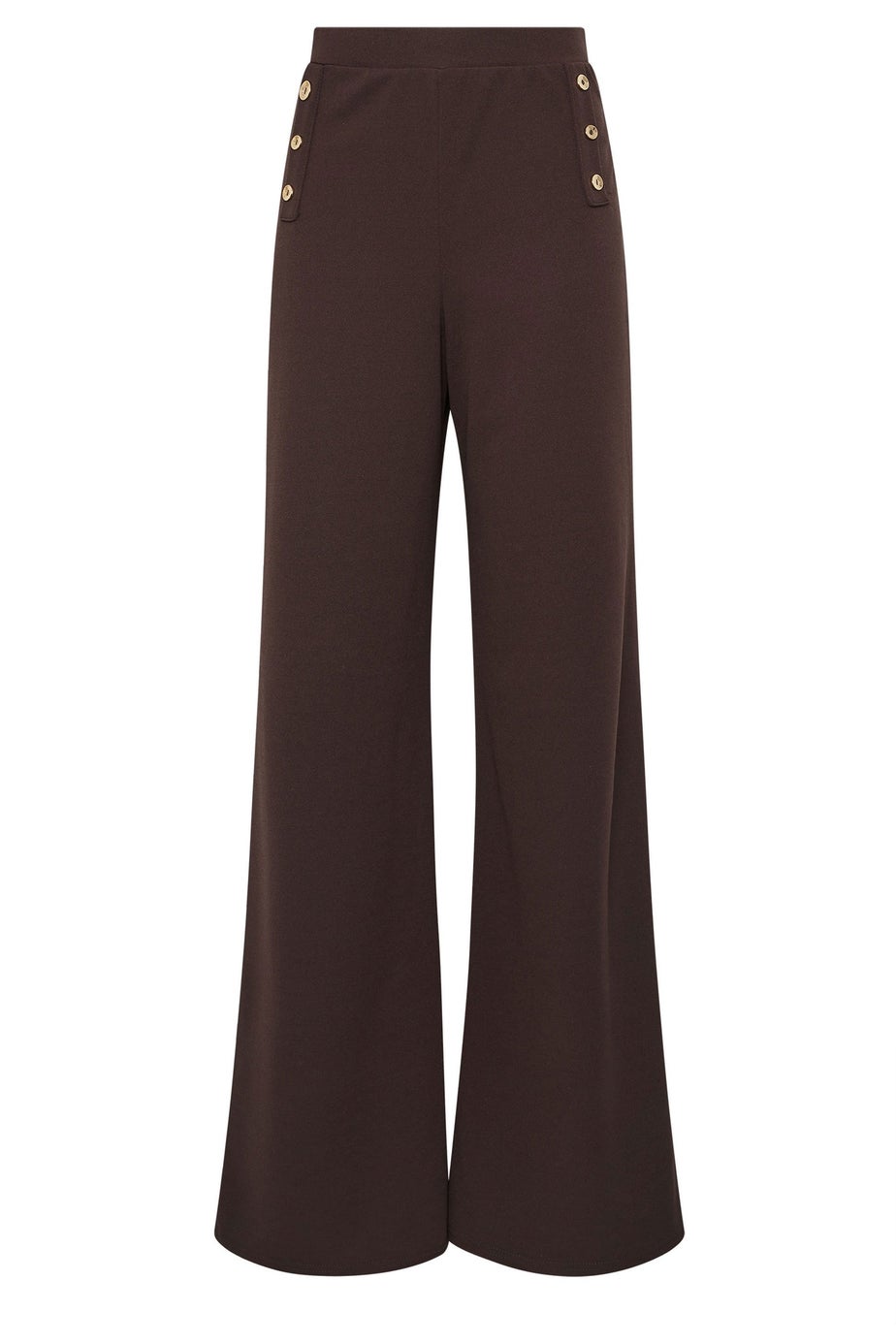 Long Tall Sally Chocolate Brown Military Wide Leg Trousers