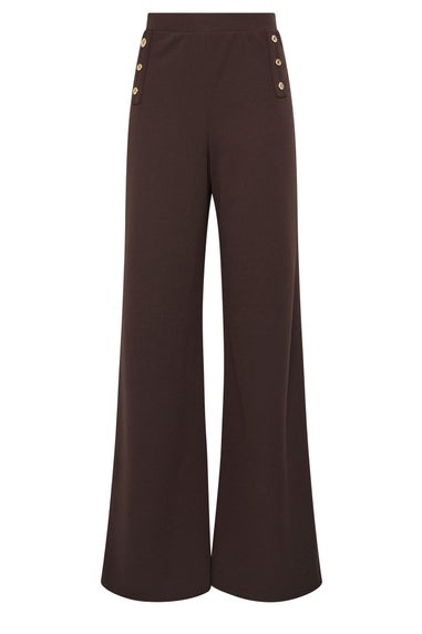 Long Tall Sally Chocolate Brown Military Wide Leg Trousers