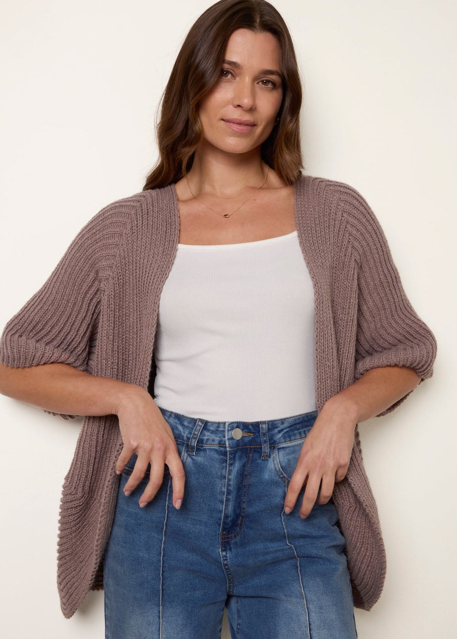 Blue Vanilla Beige Pointelle Knit Cardigan