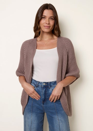 Blue Vanilla Beige Pointelle Knit Cardigan