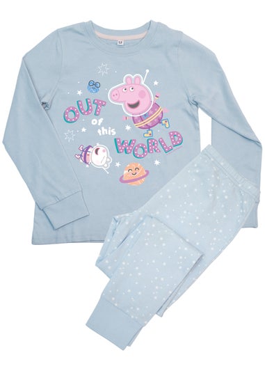 Peppa Pig Out Of This World Girls Blue Graphic Pyjamas (3-8 Years)