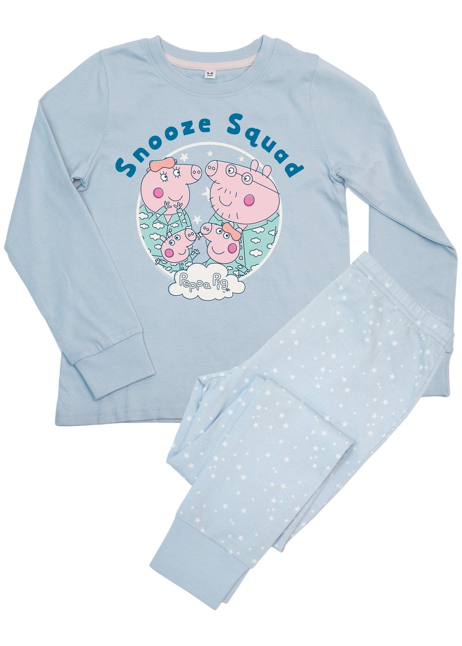 Peppa Pig Family Snooze Squad Girls Blue Graphic Pyjamas (3-8 Years)