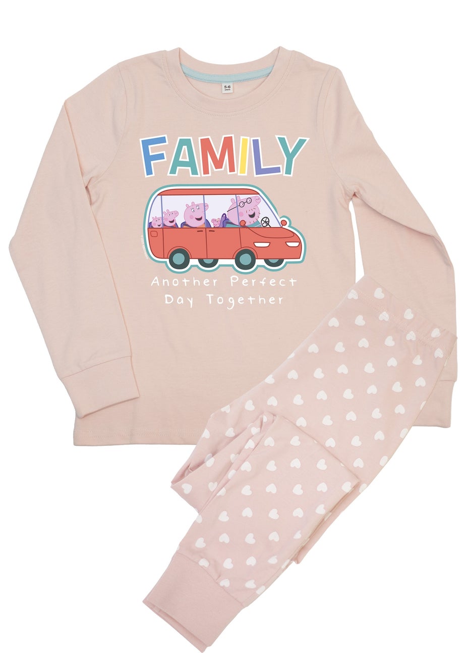 Peppa Pig Family Girls Pink Graphic Pyjamas (3-8 Years)