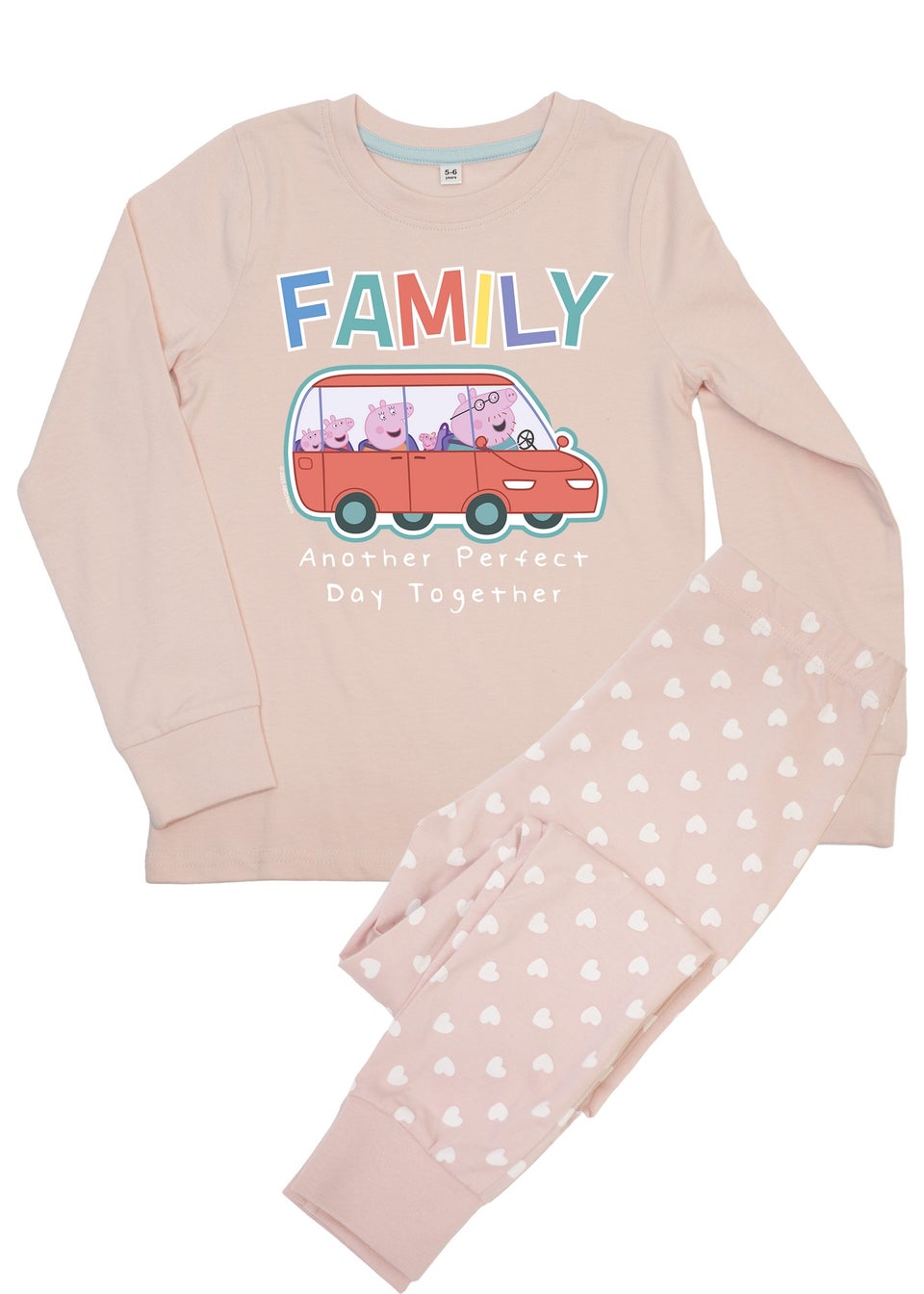 Peppa Pig Family Girls Pink Graphic Pyjamas (3-8 Years)