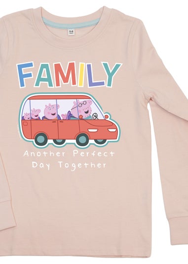 Peppa Pig Family Girls Pink Graphic Pyjamas (3-8 Years)
