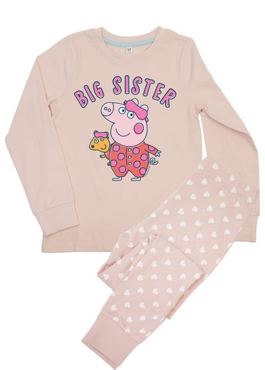 Peppa Pig Big Sister Girls Pink Graphic Pyjamas (3-8 Years)