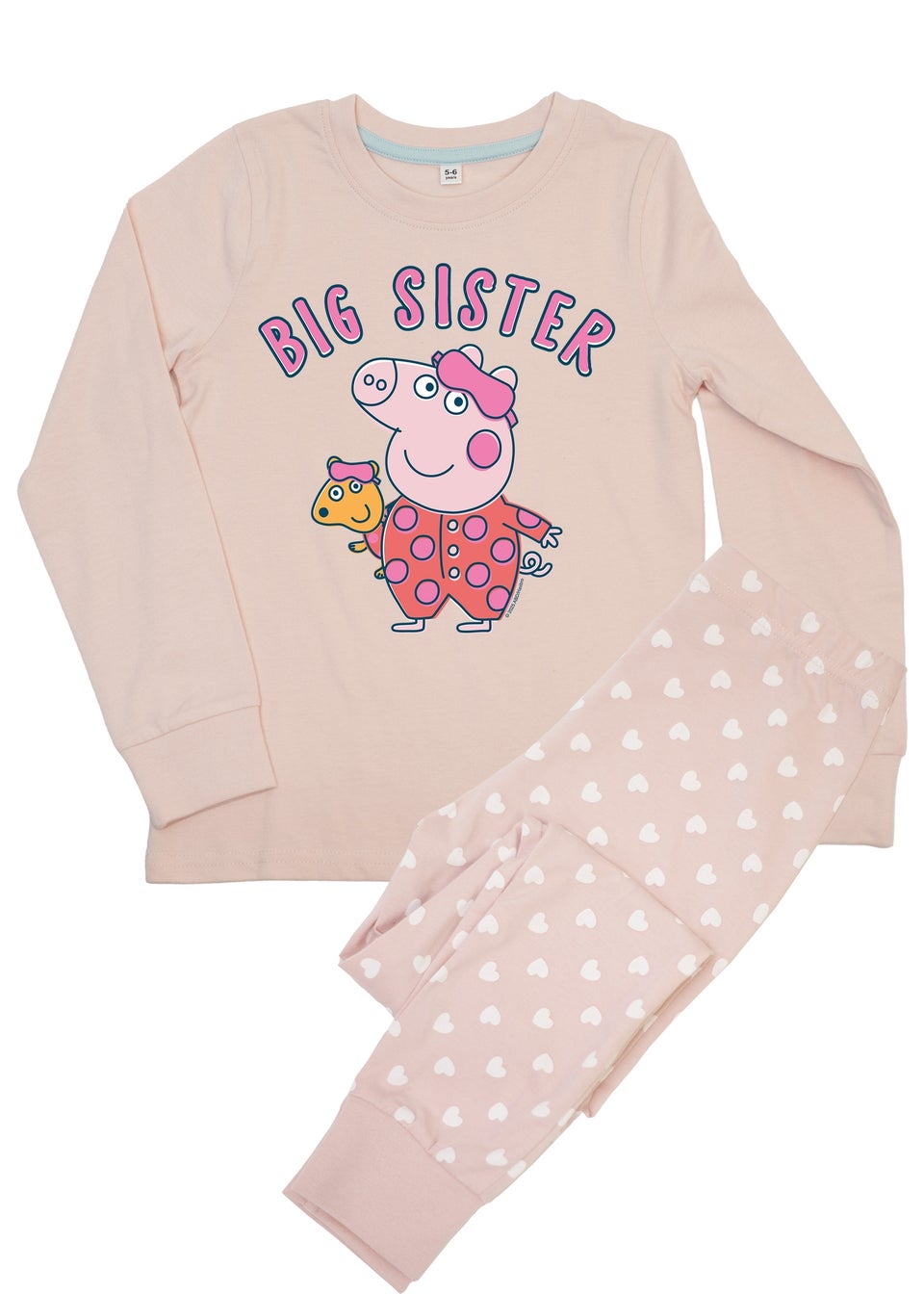 Peppa Pig Big Sister Girls Pink Graphic Pyjamas (3-8 Years)