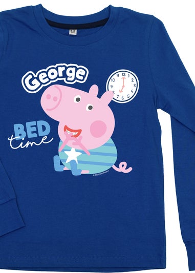 Peppa Pig George Bed Time Boys Blue Graphic Pyjamas (3-8 Years)