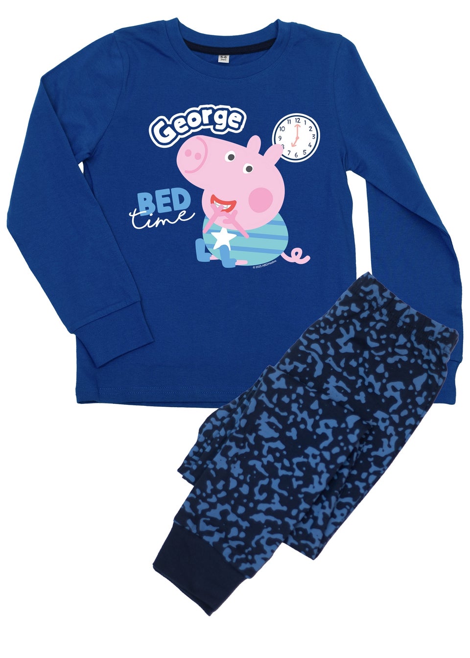 Peppa Pig George Bed Time Boys Blue Graphic Pyjamas (3-8 Years)
