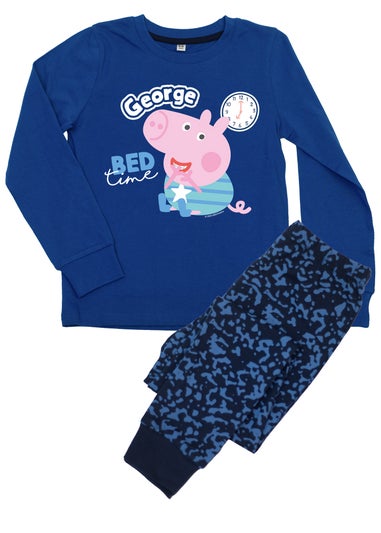 Peppa Pig George Bed Time Boys Blue Graphic Pyjamas (3-8 Years)