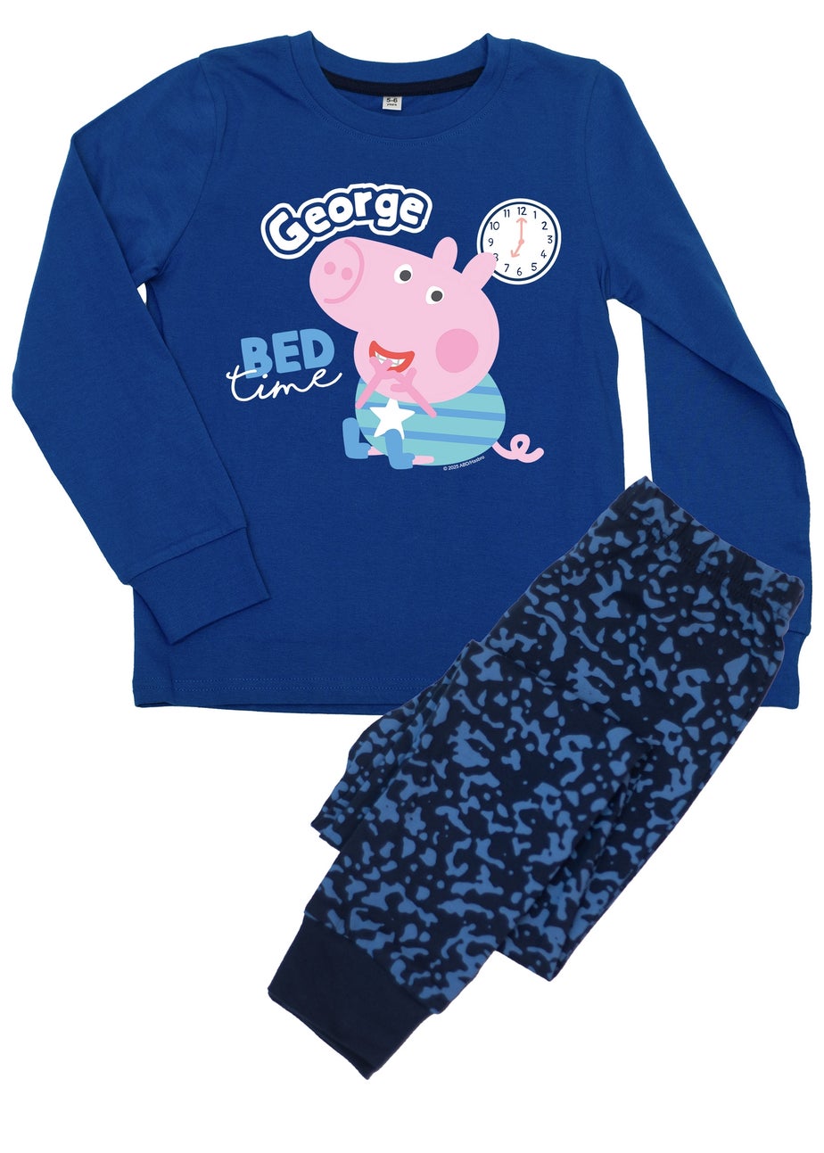 Peppa Pig George Bed Time Boys Blue Graphic Pyjamas (3-8 Years)