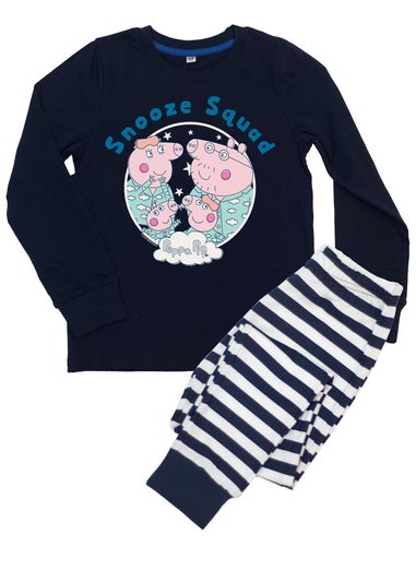 Peppa Pig Family Snooze Squad Boys Navy Graphic Pyjamas (3-8 Years)