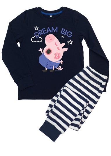 Peppa Pig George Dreaming Big Boys Navy Graphic Long Sleeve Long Bottom Pyjamas (3-8 Years)