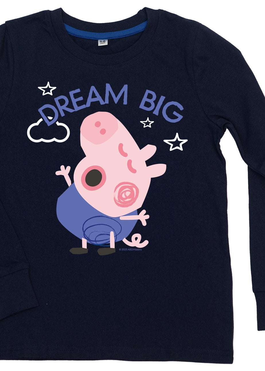 Peppa Pig George Dreaming Big Boys Navy Graphic Long Sleeve Long Bottom Pyjamas (3-8 Years)