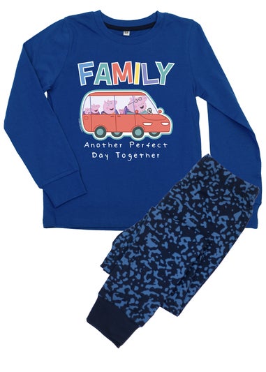 Peppa Pig Family Boys Blue Graphic Pyjamas (3-8 Years)