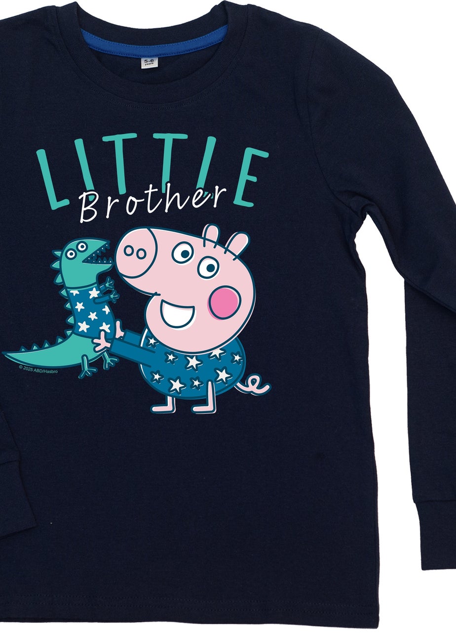 Peppa Pig George Little Brother Boys Navy Graphic Pyjamas (3-8 Years)