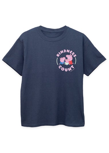 Peppa Pig Kindness Count Girls Navy Blue Graphic T-Shirt (3-13 Years)