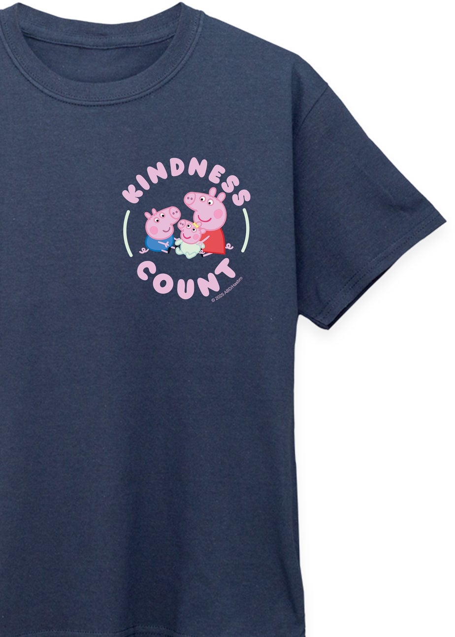 Peppa Pig Kindness Count Girls Navy Blue Graphic T-Shirt (3-13 Years)