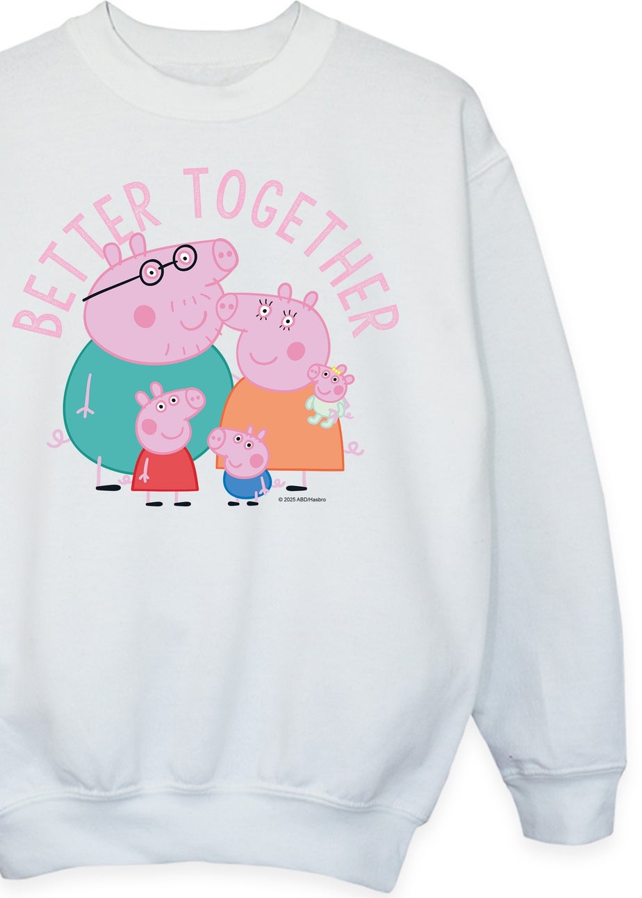 Peppa Pig Family Better Together Boys White Graphic Sweatshirt (3-13 Years)