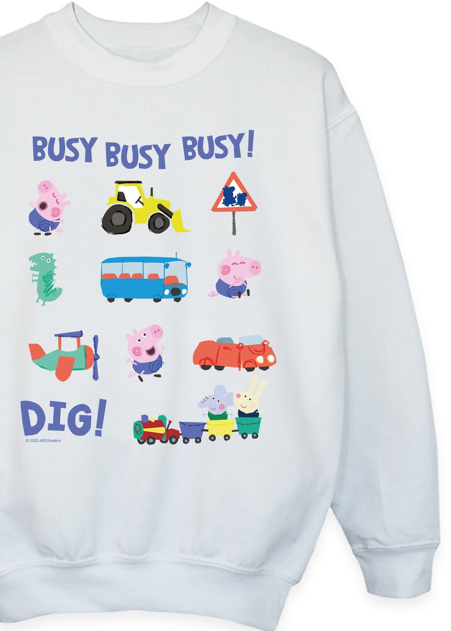 Peppa Pig George Busy Dig Boys White Graphic Sweatshirt (3-13 Years)