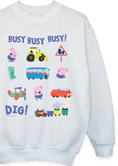 Peppa Pig George Busy Dig Boys White Graphic Sweatshirt (3-13 Years)