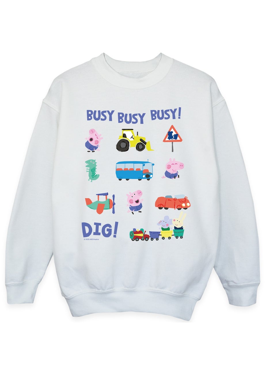 Peppa Pig George Busy Dig Boys White Graphic Sweatshirt (3-13 Years)