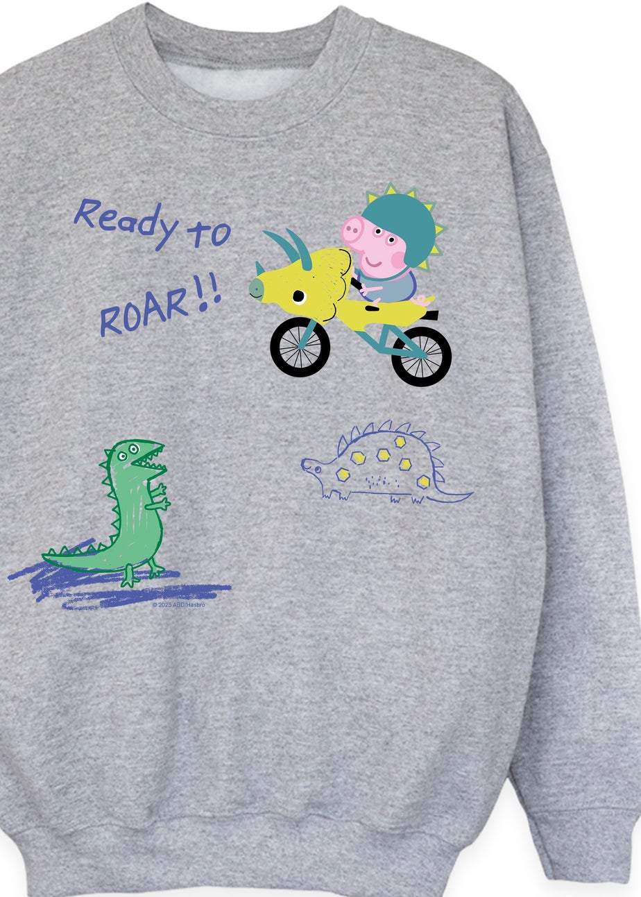 Peppa Pig George Ready To Roar Boys Grey Graphic Sweatshirt (3-13 Years)