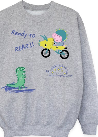 Peppa Pig George Ready To Roar Boys Grey Graphic Sweatshirt (3-13 Years)