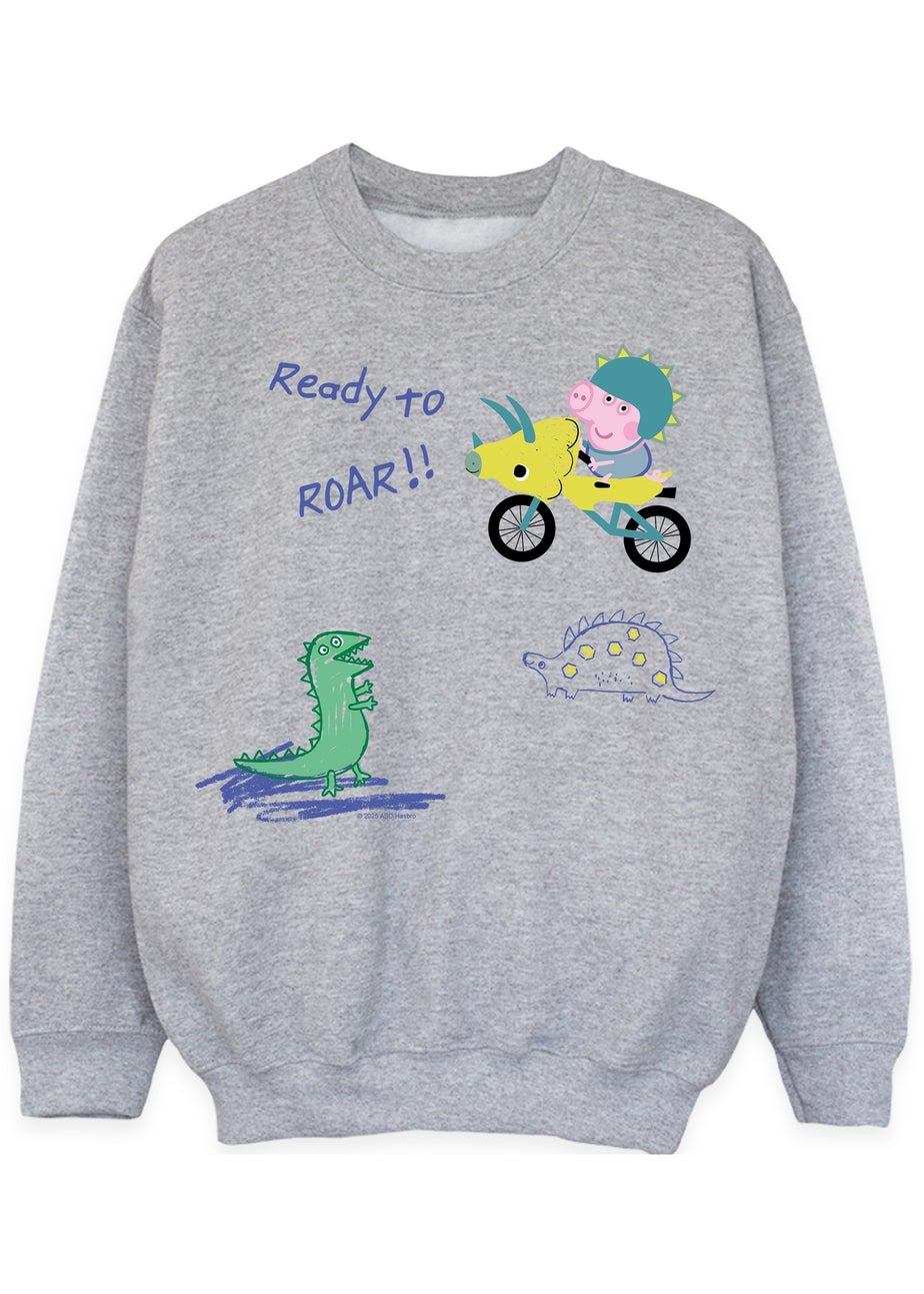 Peppa Pig George Ready To Roar Boys Grey Graphic Sweatshirt (3-13 Years)