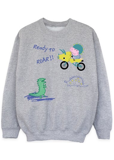 Peppa Pig George Ready To Roar Boys Grey Graphic Sweatshirt (3-13 Years)