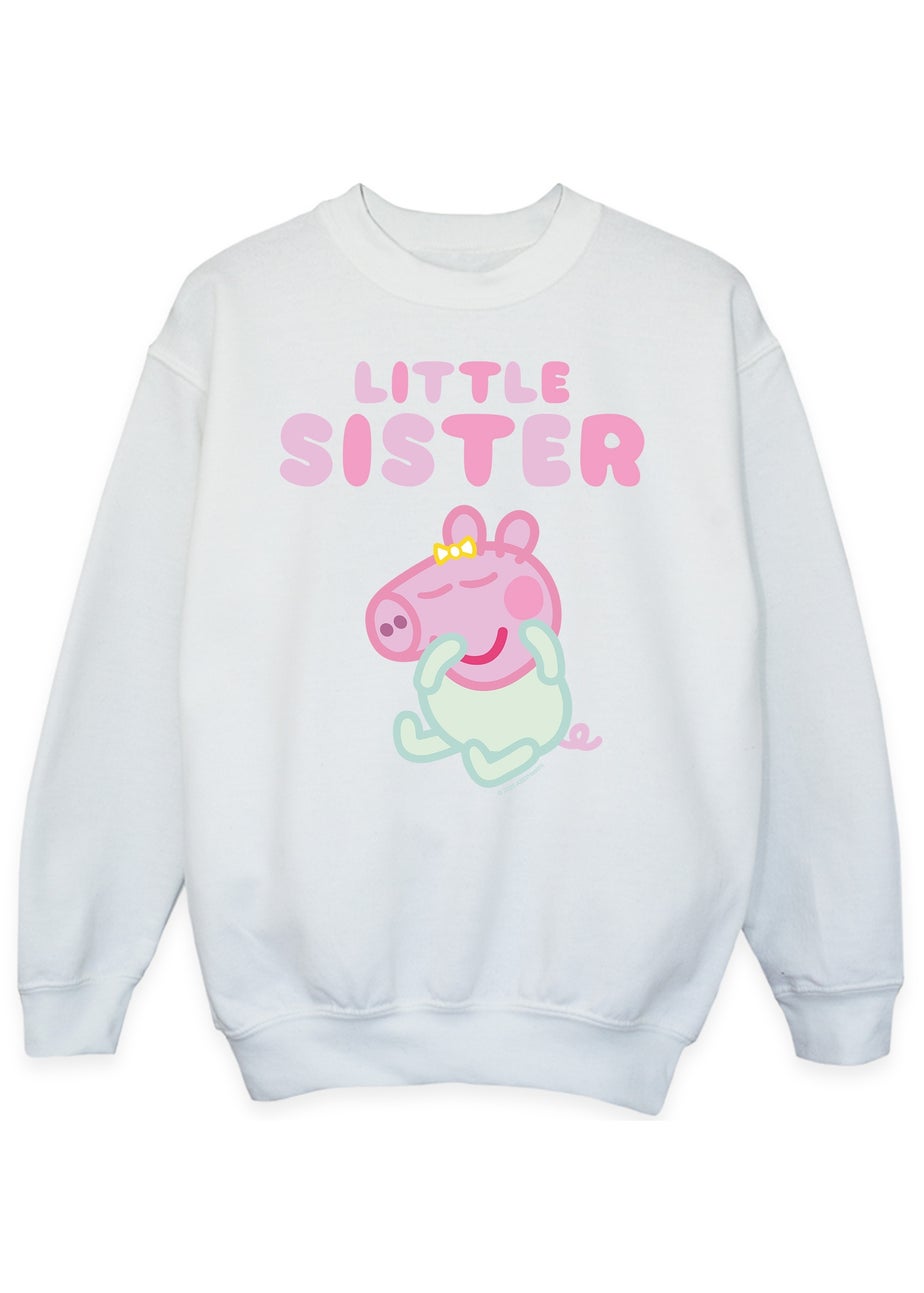 Peppa Pig Evie Little Sister Girls White Graphic Sweatshirt (3-13 Years)