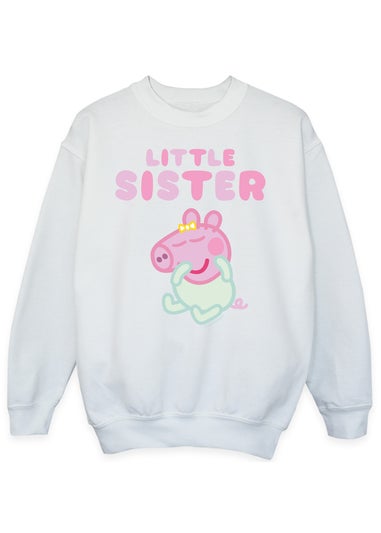 Peppa Pig Evie Little Sister Girls White Graphic Sweatshirt (3-13 Years)