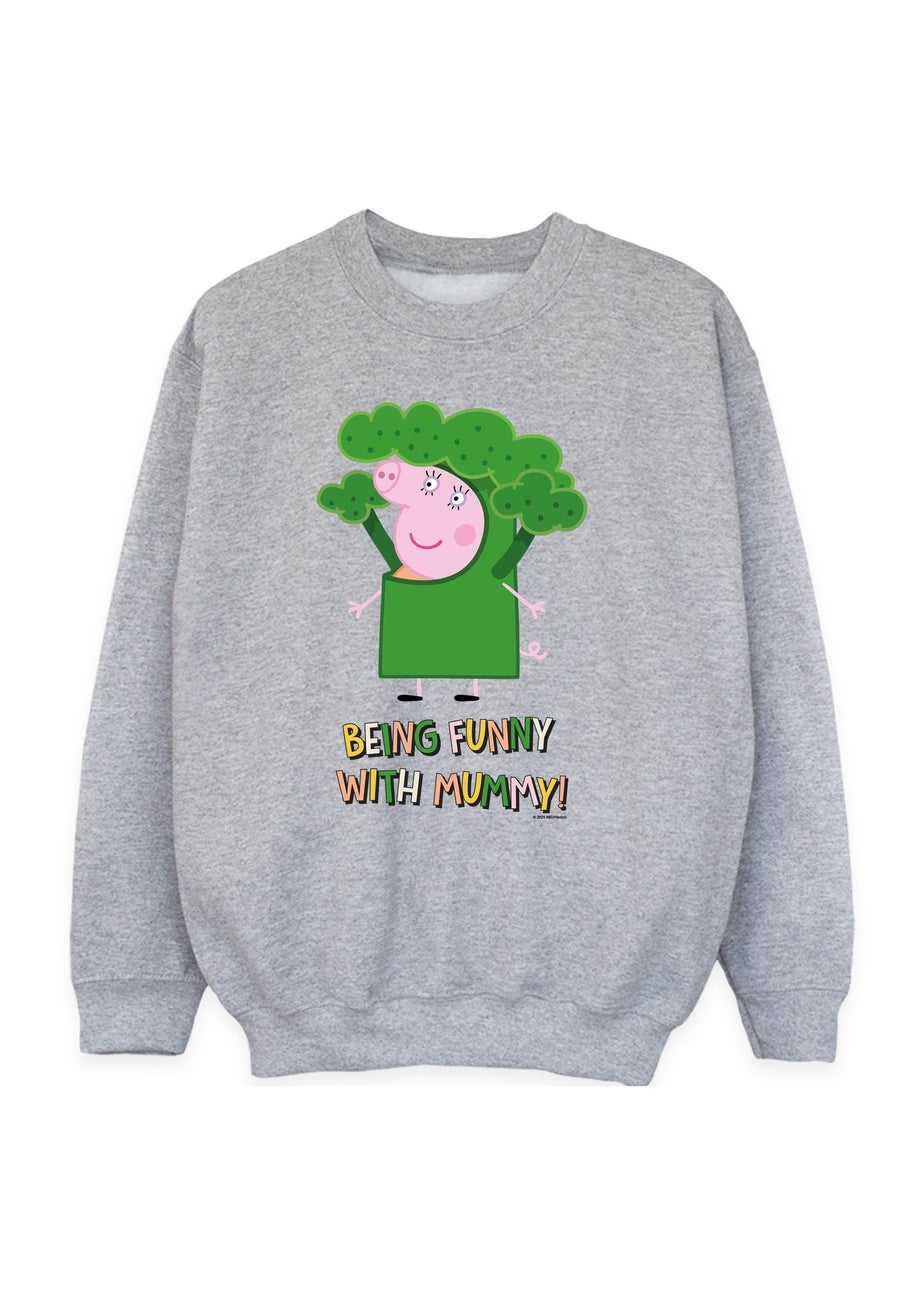 Peppa Pig Mummy Pig Being Funny Girls Grey Graphic Sweatshirt (3-13 Years)