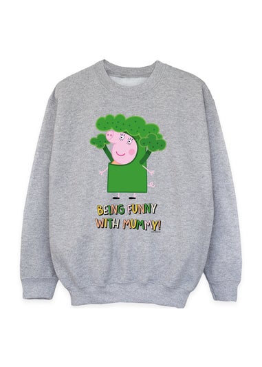 Peppa Pig Mummy Pig Being Funny Girls Grey Graphic Sweatshirt (3-13 Years)
