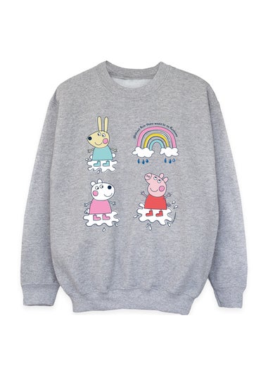 Peppa Pig Without Rain Girls Grey Graphic Sweatshirt (3-13 Years)