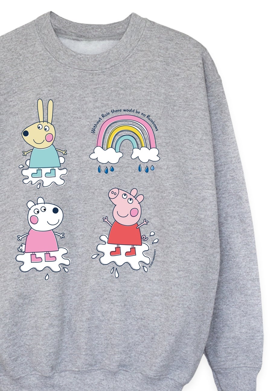 Peppa Pig Without Rain Girls Grey Graphic Sweatshirt (3-13 Years)