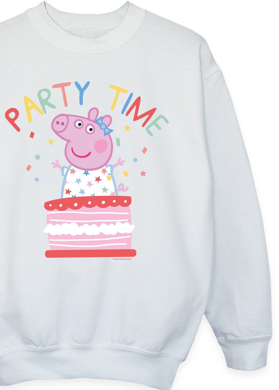 Peppa Pig Party Time Birthday Girls White Graphic Sweatshirt (3-13 Years)