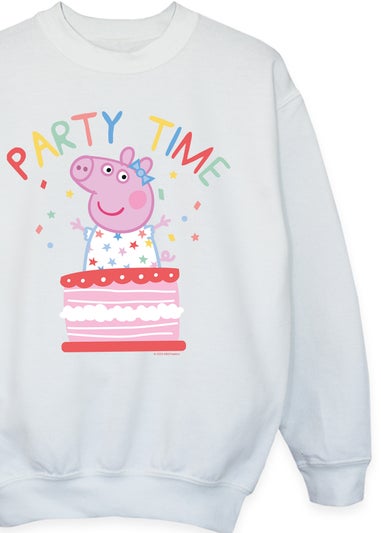 Peppa Pig Party Time Birthday Girls White Graphic Sweatshirt (3-13 Years)