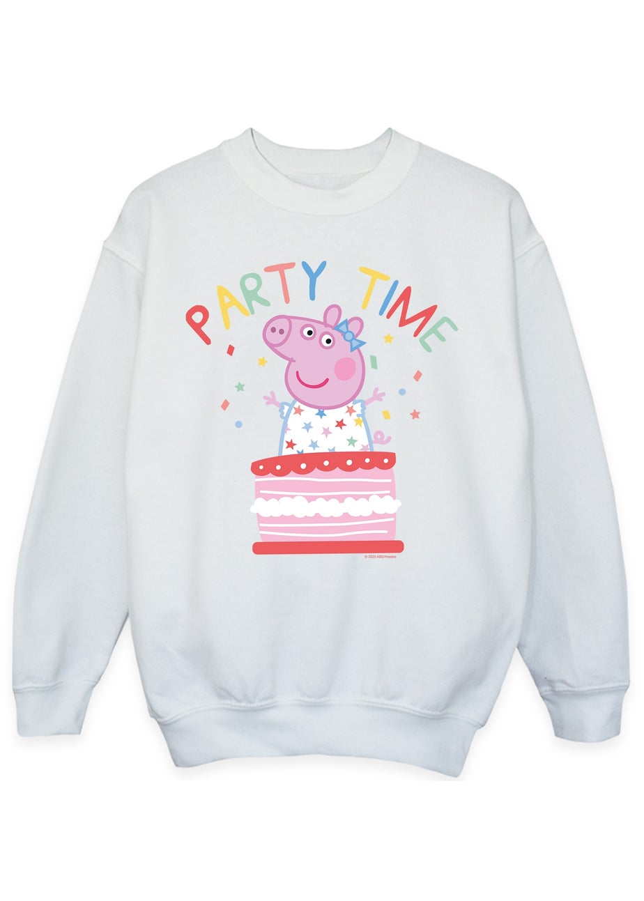 Peppa Pig Party Time Birthday Girls White Graphic Sweatshirt (3-13 Years)
