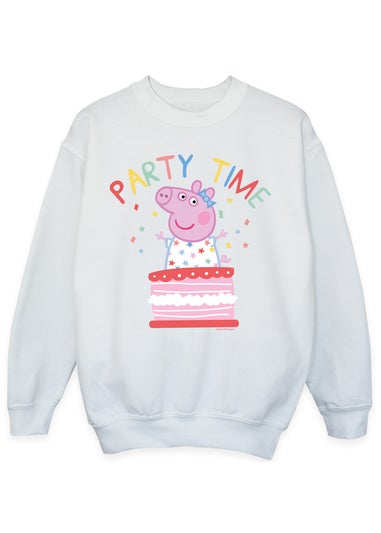 Peppa Pig Party Time Birthday Girls White Graphic Sweatshirt (3-13 Years)